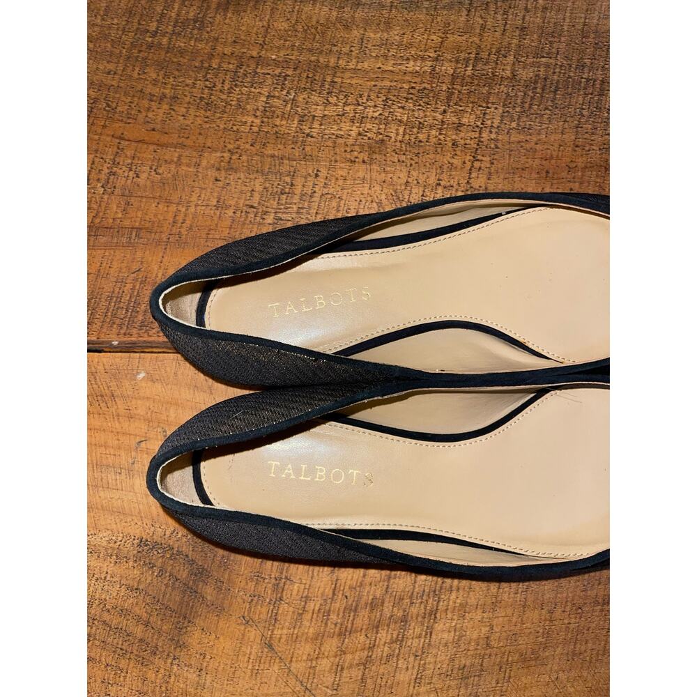 Womens Talbots Gold Metallic Black Trim Dressy Flats Bow Accent‎ Size 10 - Picture 8 of 9